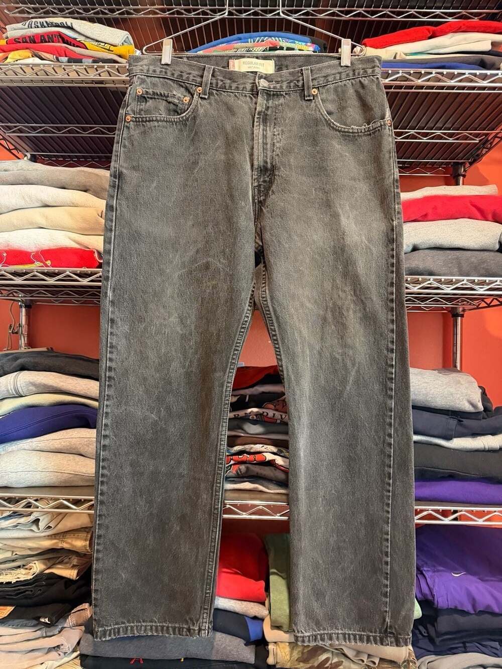 Levi's 505 Regular Fit Jeans W36 L30 Black Denim Straight Leg Vintage